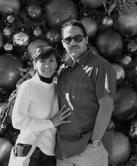 black and white photo of a man and woman